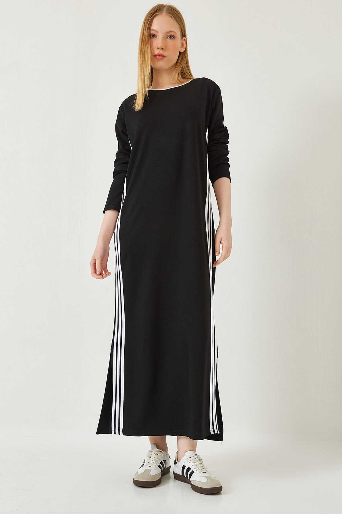 Bianco Lucci Kleid Mit Taschendetail, Verziert, Geschlitzt, Langes Kleid 8057 für Damen - S