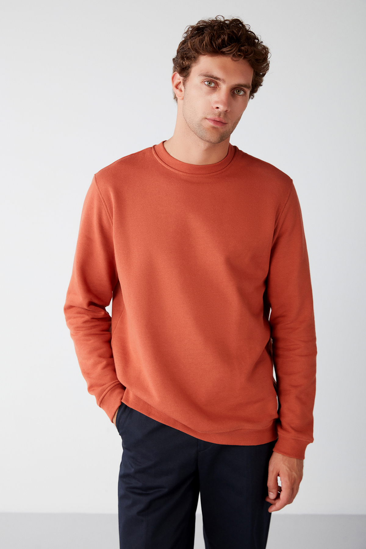 GRIMELANGE Travis Sweatshirt Aus Bio-stoff, Weich, Reguläre Passform, Rundhalsausschnitt, Orange für Herren - S