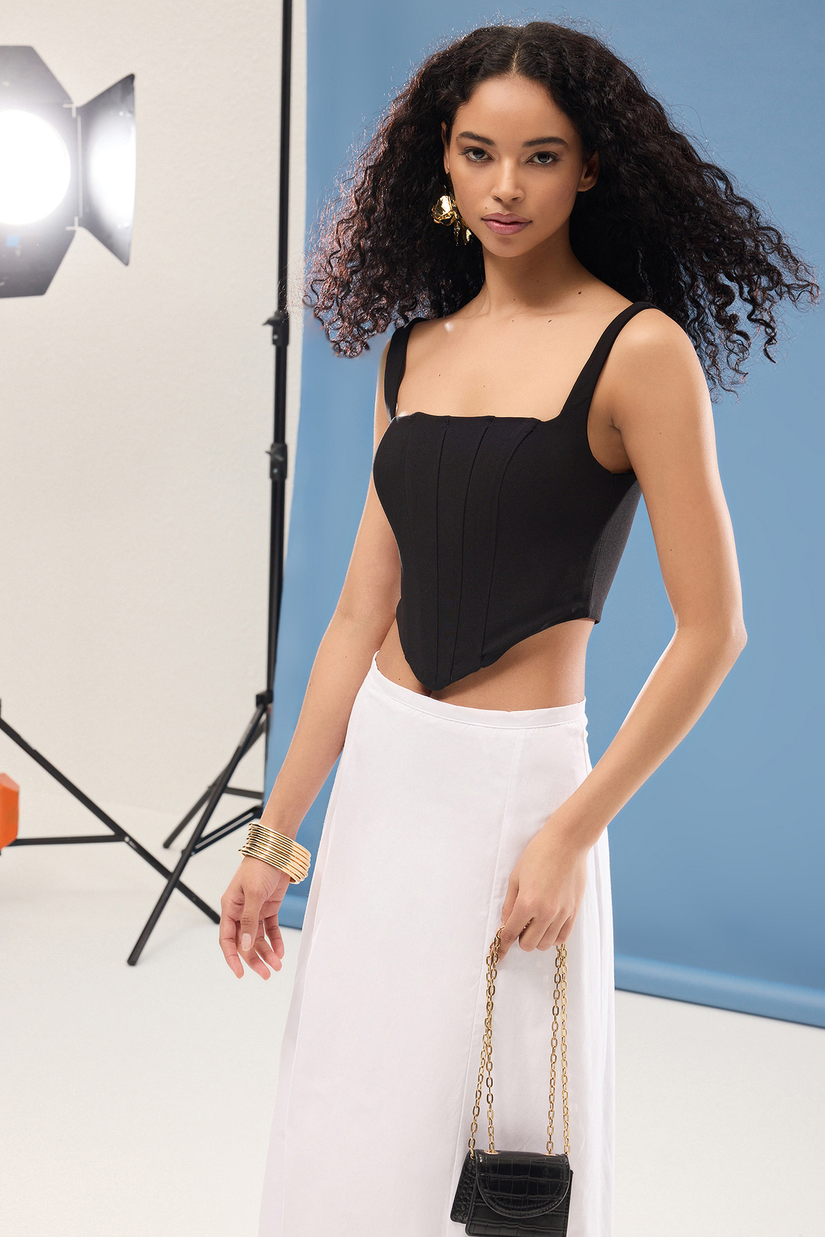 Trendyol Collection Schwarze Korsett-crop-bluse Mit Trägern – für Damen - 40