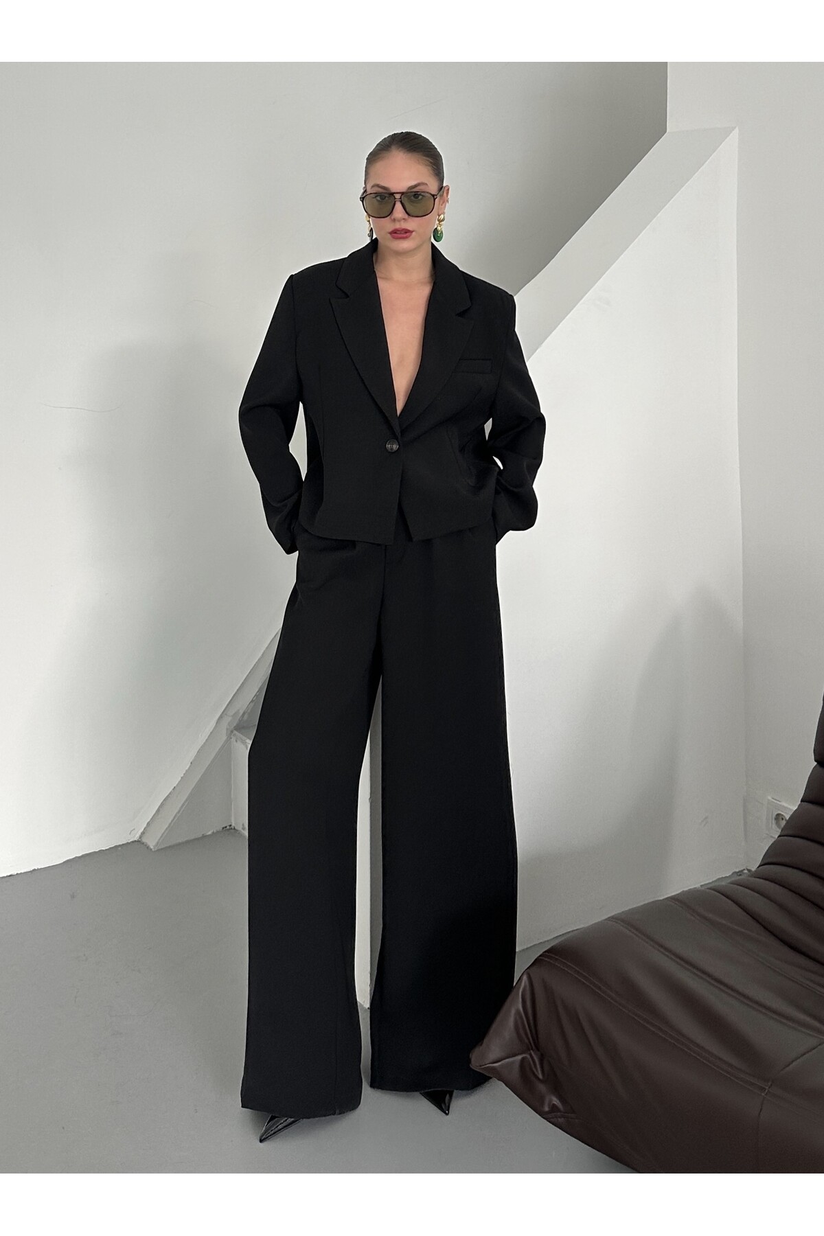 Laluvia Schwarzes Paulina-jacken-hosen-set-9489 für Damen - S