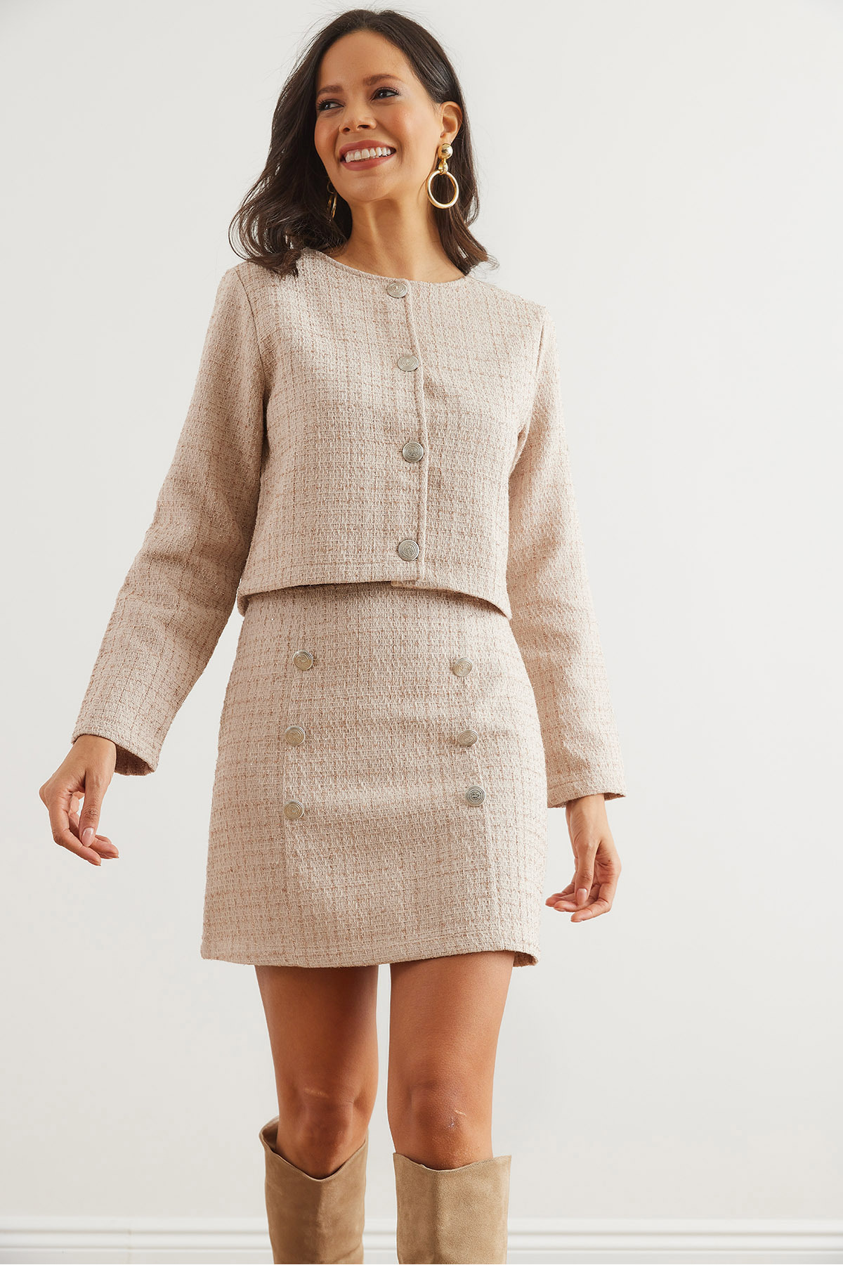 Olalook Rock-jacken-set Mit Steinknopf-detail Tkm- 19000316 für Damen - L