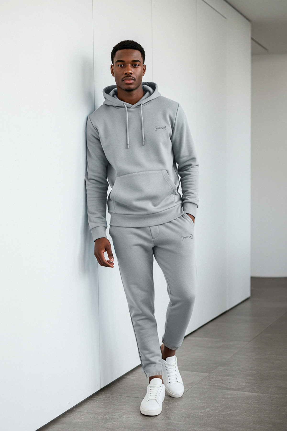 Trendyol Collection Grau Besticktes Oversize-kapuzen-sweatshirt-trainingsanzug-set – für Herren - XS