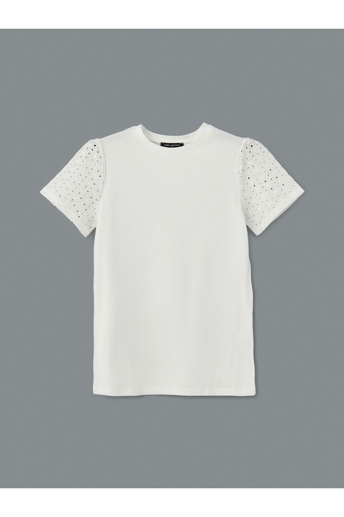 LC Waikiki Lcw Comfort T-shirt Mit Rundhalsausschnitt Und Stickerei für Damen - L