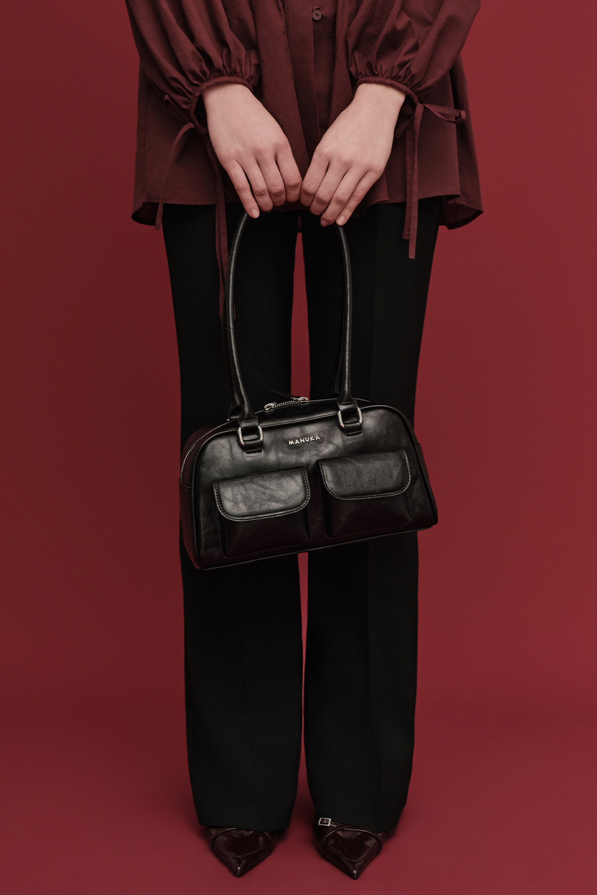 Manuka Schwarze Retro-tasche – Mit Tasche für Damen - Standard