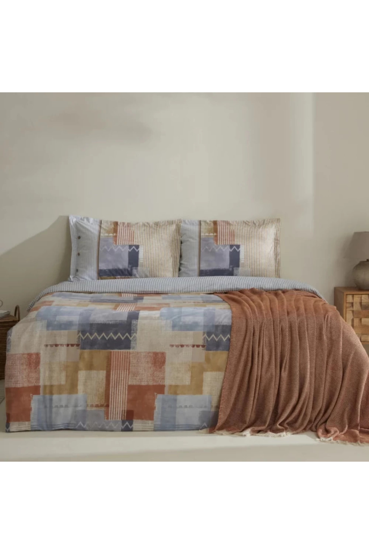 Karaca Home Simon 100% Baumwolle Doppelbett Bettwäsche Und Decken Set - One Size