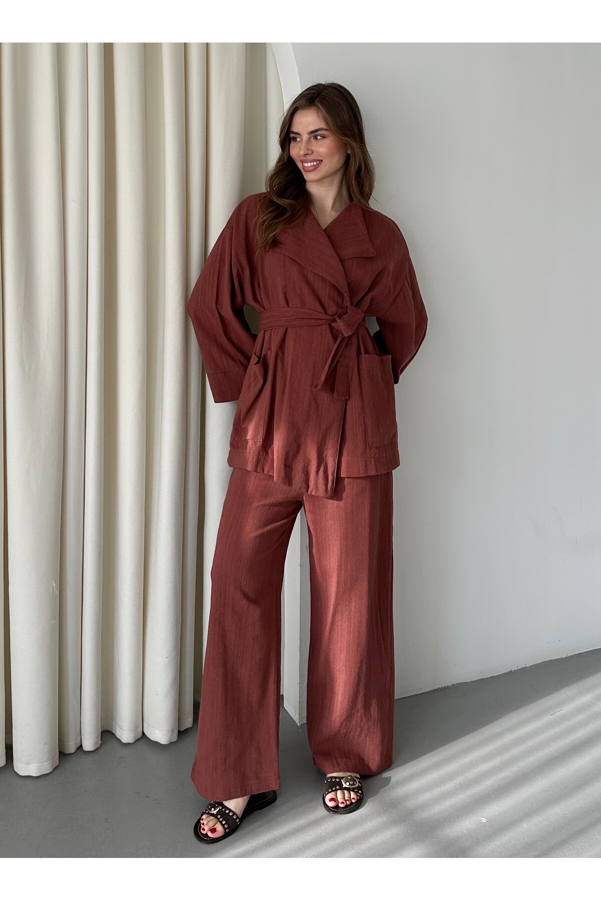 Laluvia Tile Romina Rohleinen-jacken-hosen-set – 8447 für Damen - M