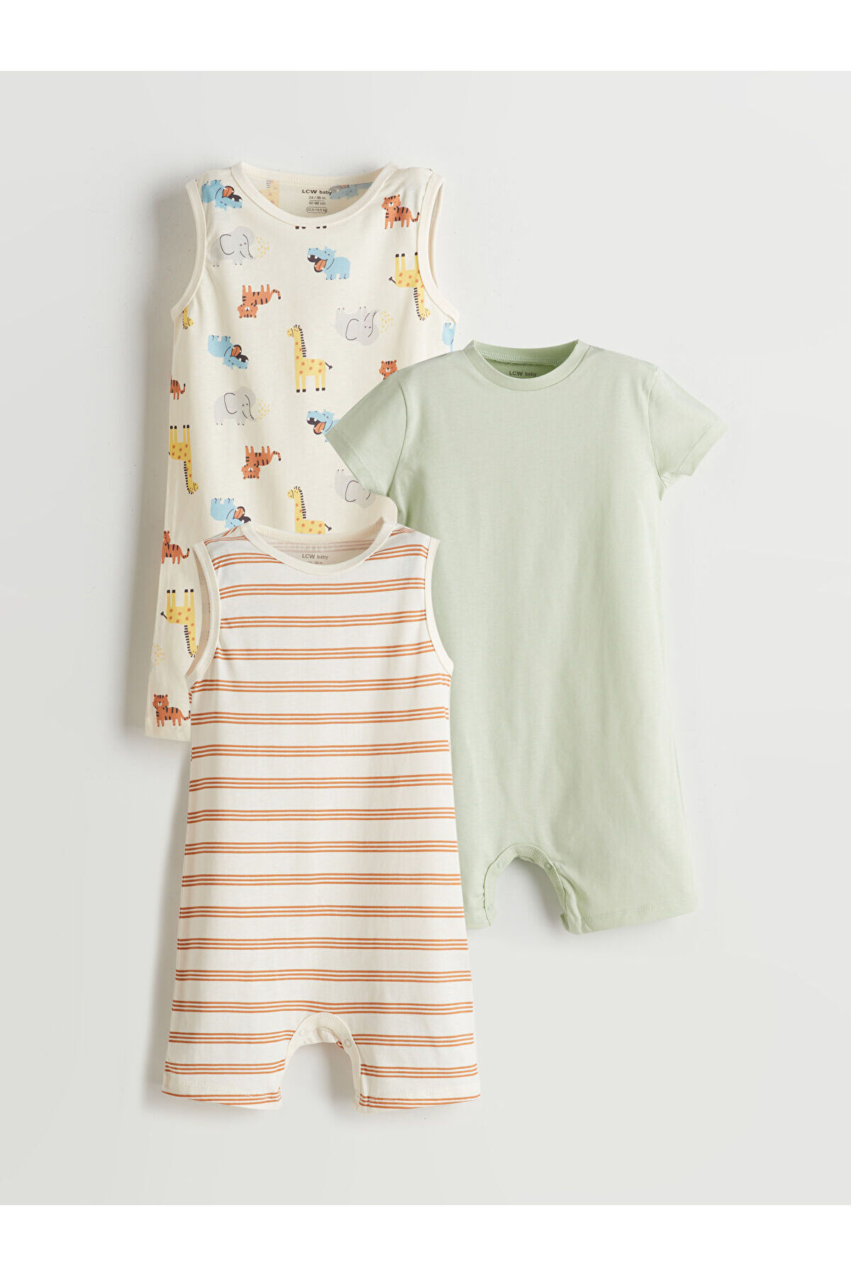 LC Waikiki Strampler Für Jungen Und Babys, 3-teilig, Rundhalsausschnitt Und Gekämmte Baumwolle für Herren - 1–3 Monate