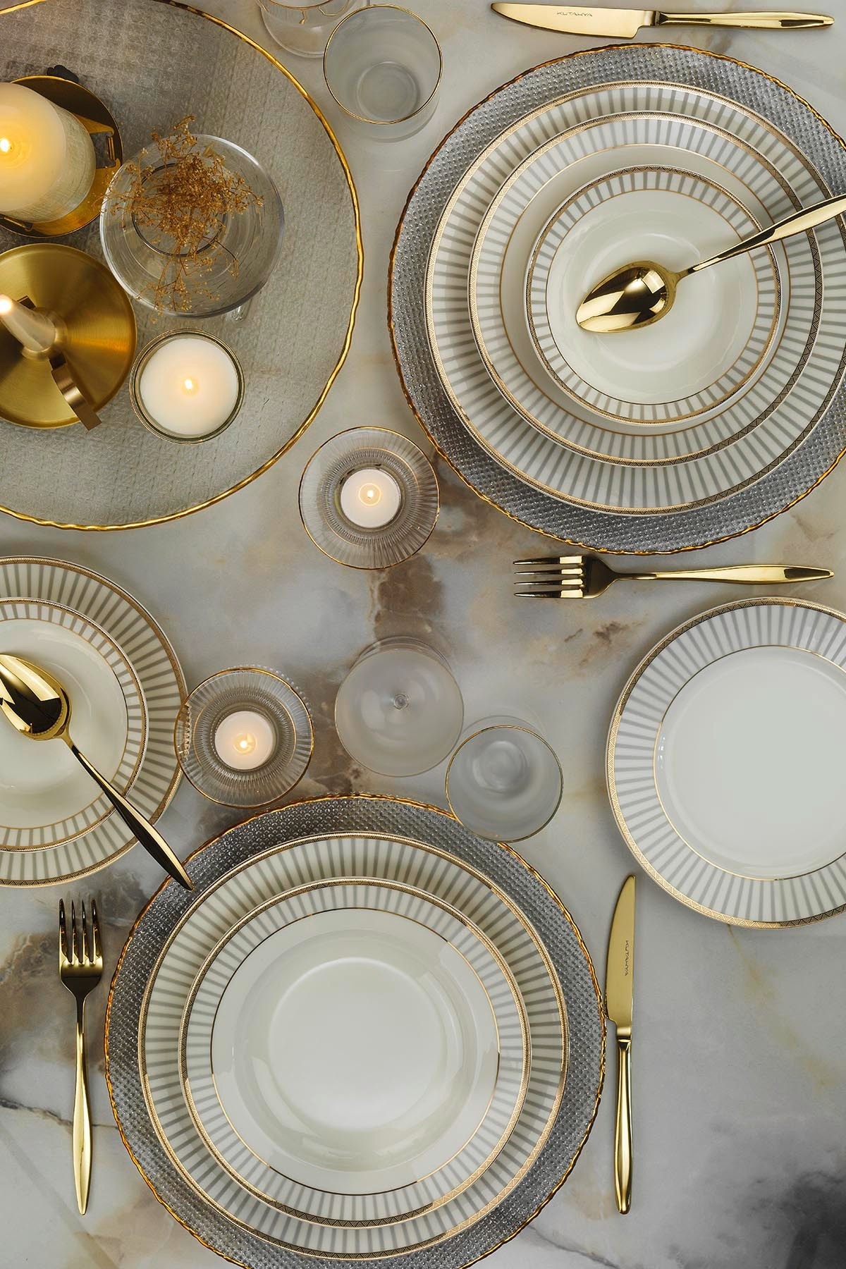 Kütahya Porselen Bone Kalipso 24-teiliges Geschirrset Für 6 Personen - One Size