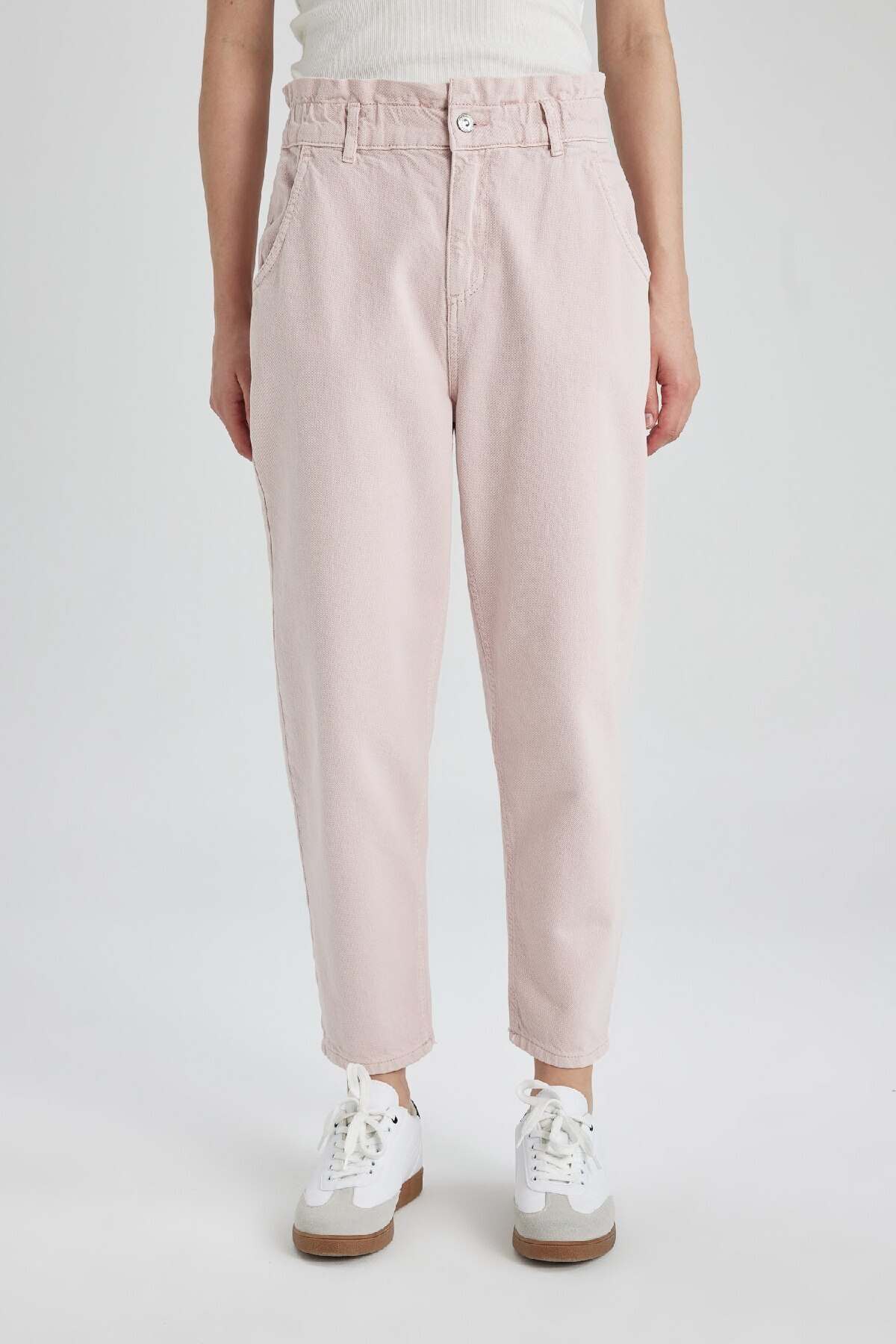 DeFacto Paperbag-jeanshose Mit Hoher Taille, Bequemer Schnitt, Leicht, Gerades Bein, Knöchellang, C1280ax24sm für Damen - 36