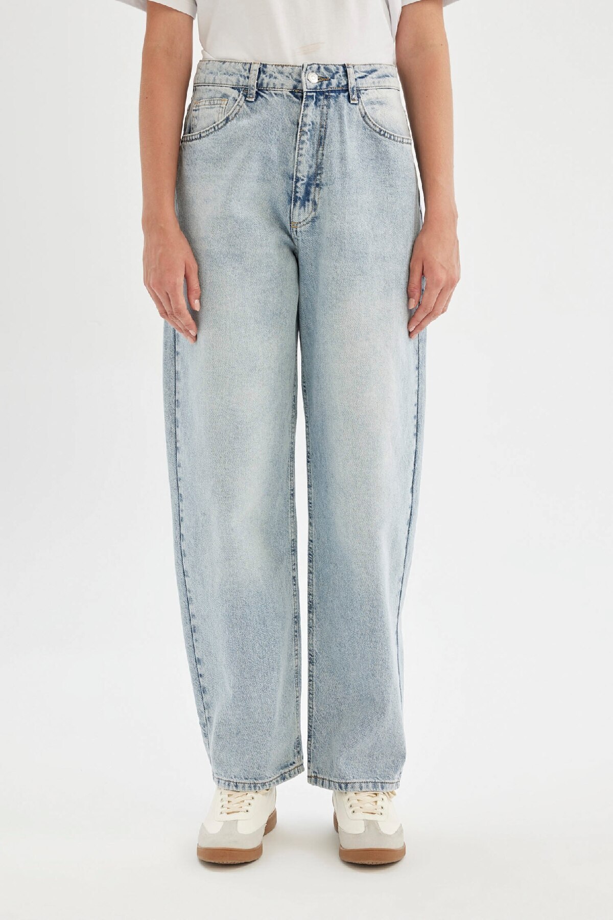DeFacto Lange Jeanshose Mit Hoher Taille Und Baggy-passform D3896ax24hs für Damen - 36
