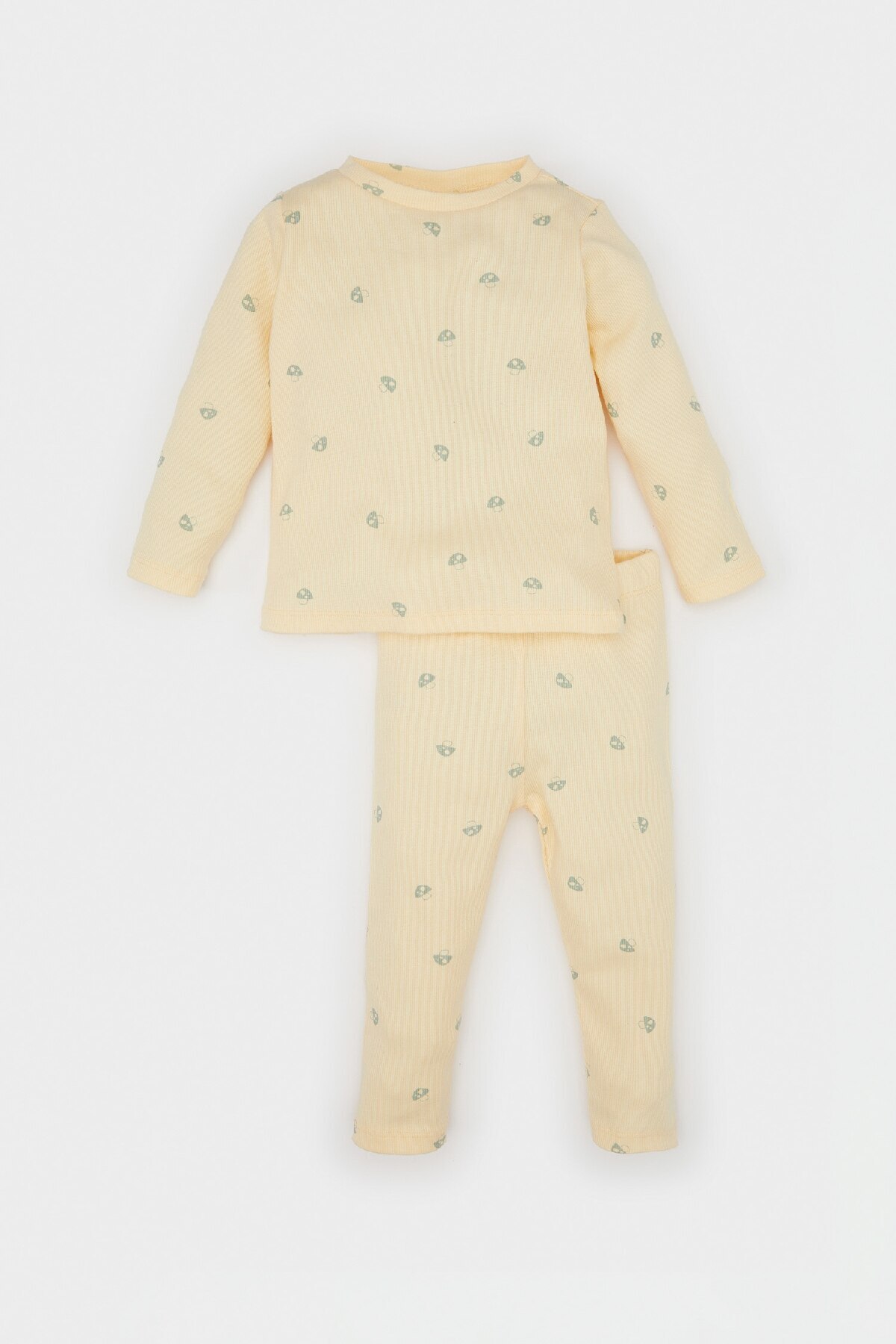 DeFacto Baby Mädchen Essen Gedruckt Lange Ärmel Gerippt Camisole 2 Stück Pyjamas Set für Damen - 5–6 Jahre