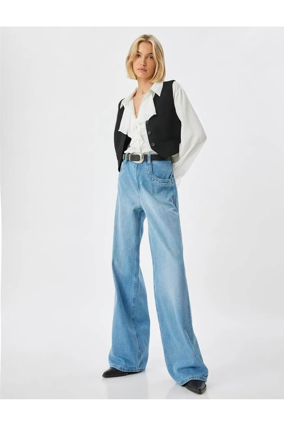 Koton Lockere, Gerade Geschnittene Indigo-jeanshose 5wal40091md für Damen - 26