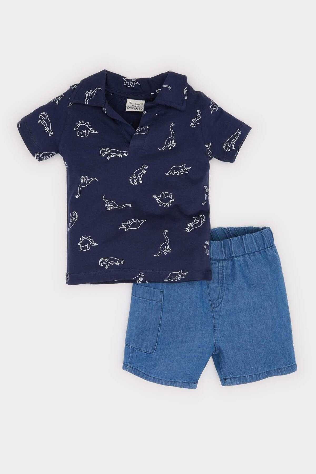 DeFacto 2-teiliges Set Für Babys, Jungen, Hemden Mit Dinosauriermuster, Kurze Jeansshorts Mit Elastischem Bund, Unten E8174a525sm für Herren - 18–24 Monate