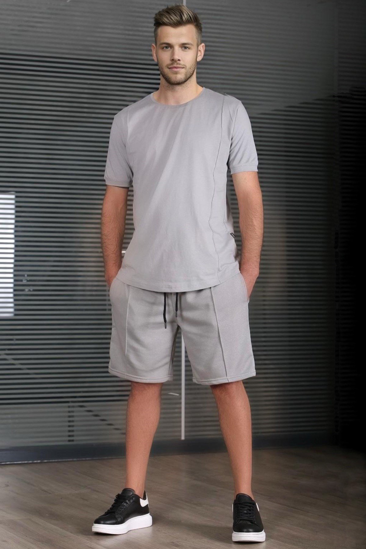 Madmext Grauer Shorts-anzug Gx9688 für Herren - S