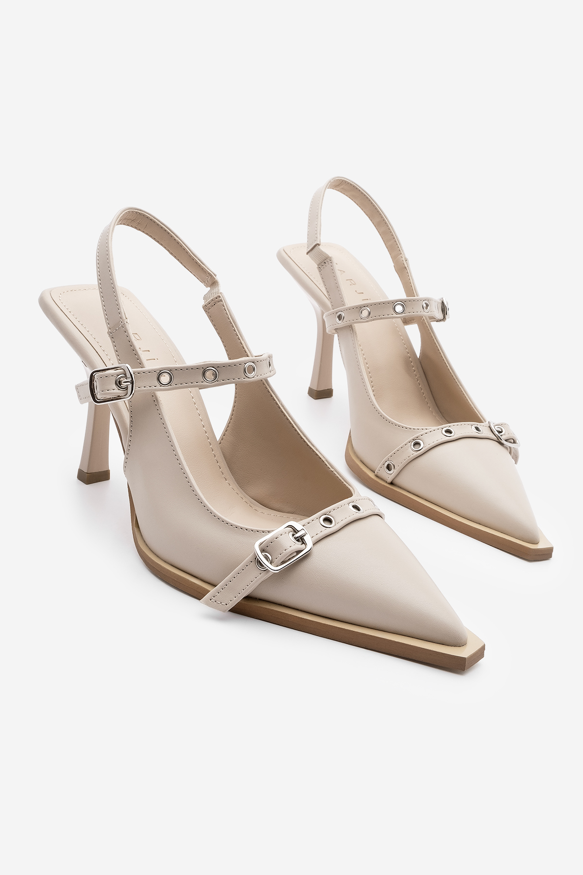 Marjin Schuhe Mit Stiletto-absatz, Spitzer Zehenpartie, Trock-schuhe Mit Offenem Rücken Und Absatz, Zekra Ecru - 37