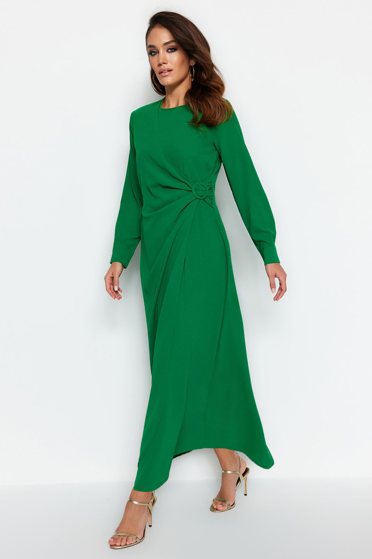 Trendyol Modest Grünes Accessoire Detaillierte Aerobin Gewebte Kleidung für Damen - 36