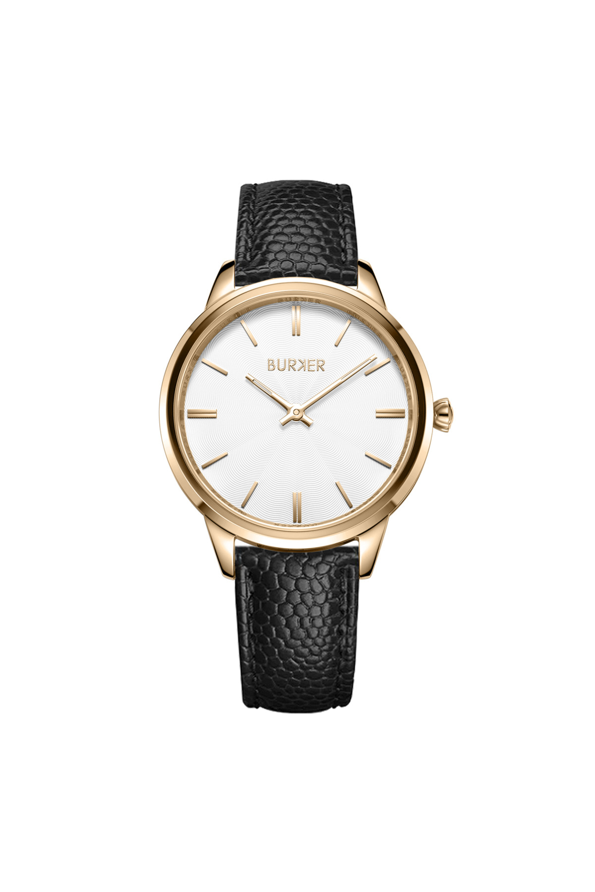 Burker Uhr Emily Gold Schwarz Leder für Damen - One Size
