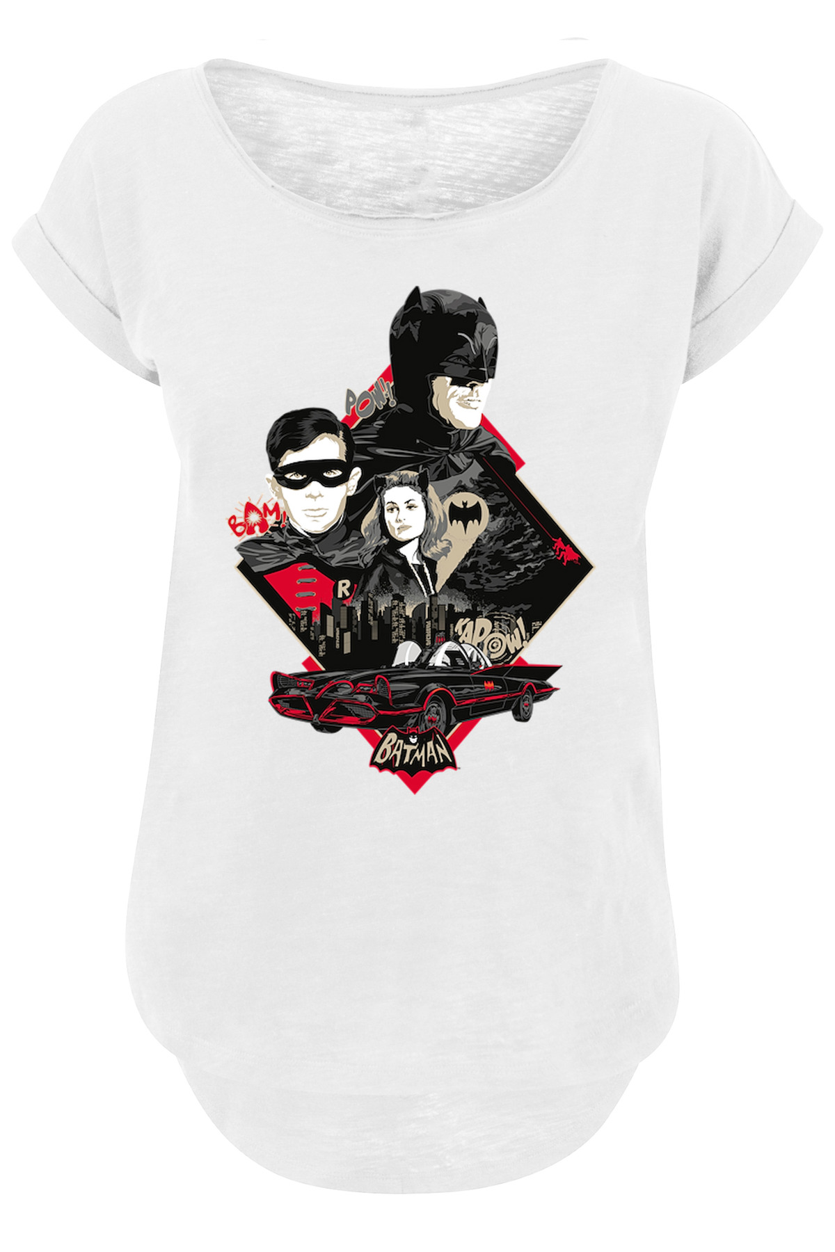 F4NT4STIC Batman Tv Series Character Skyline -wht With Ladies Long Slub Tee für Damen - 110