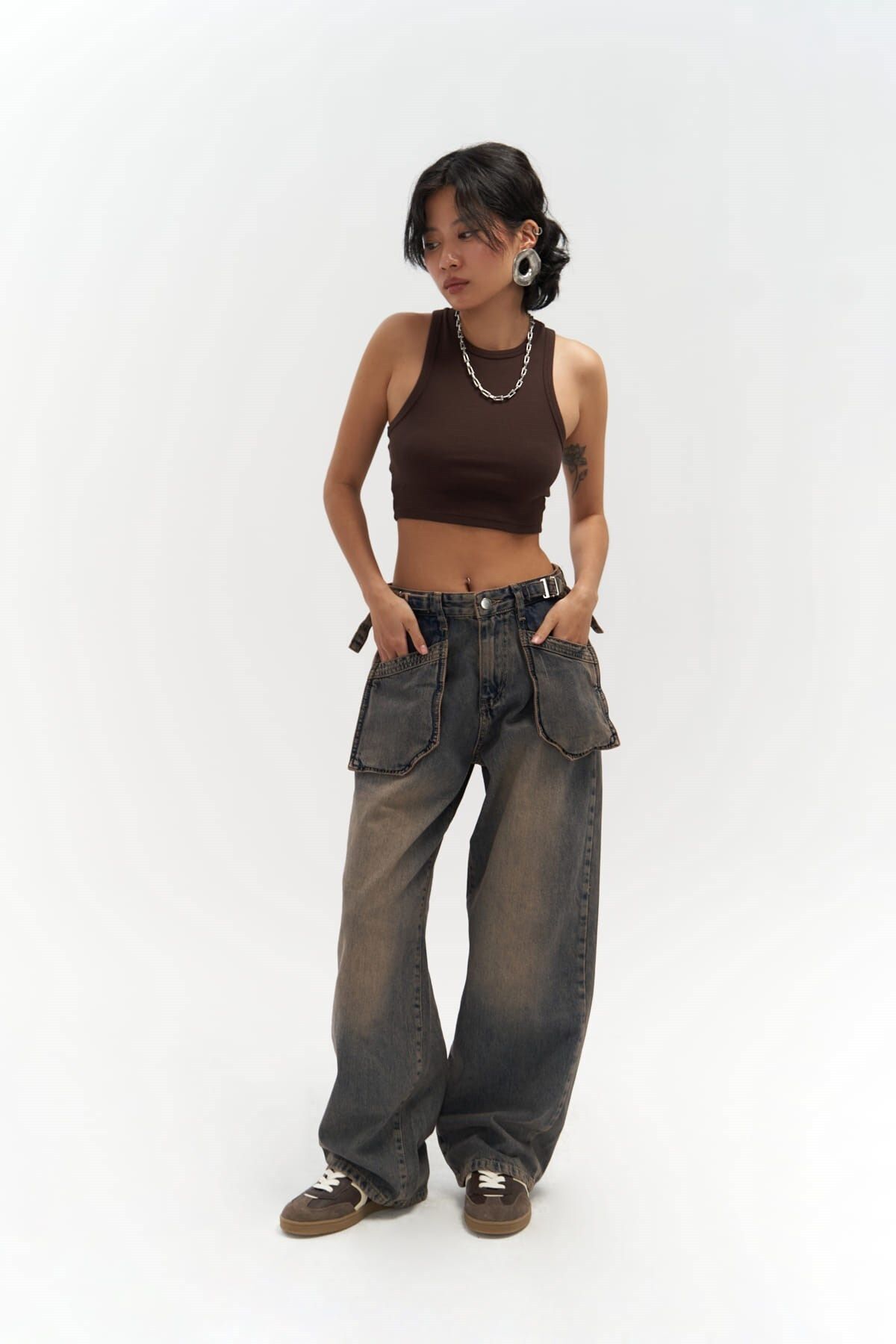 MAİ COLLECTİON Gatlin Dirty Grey Jeanshose Mit Taschendetail für Damen - XS