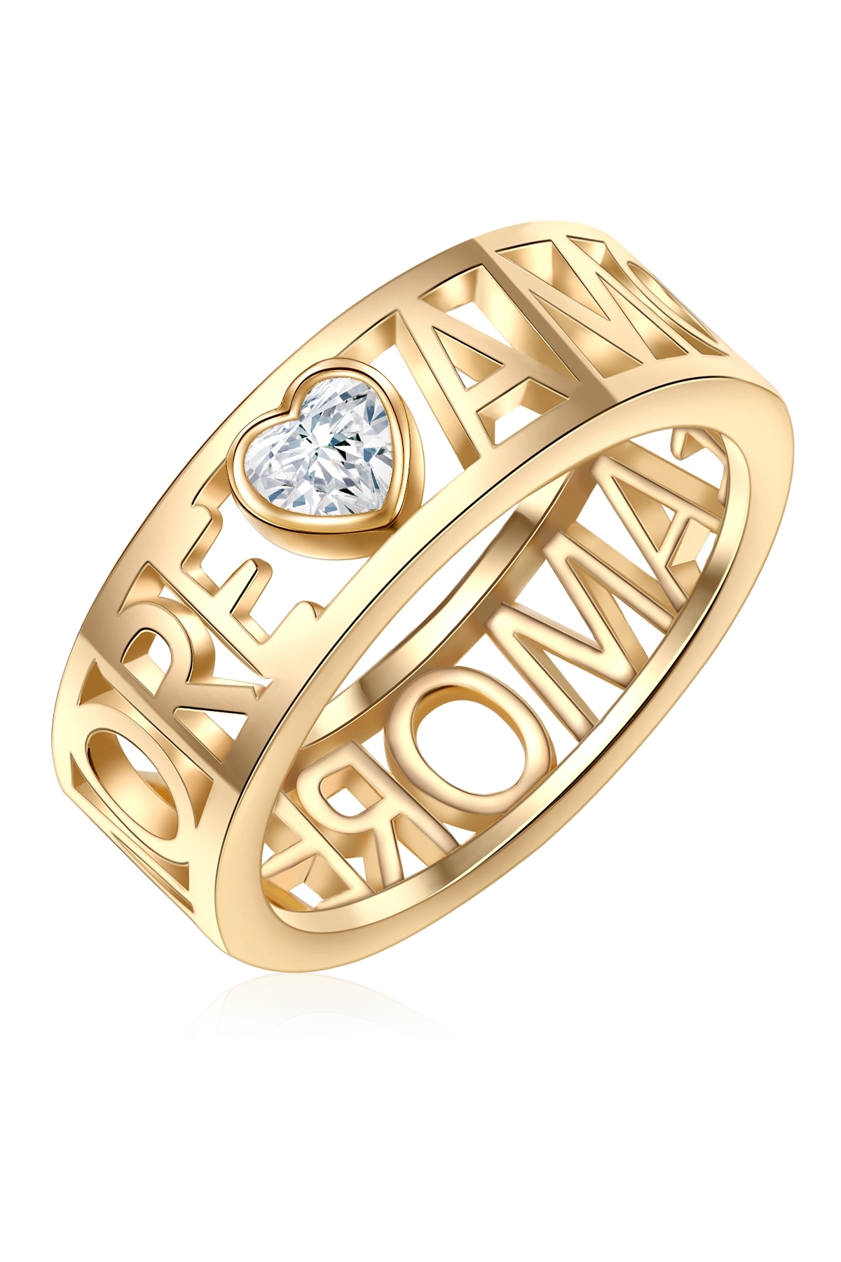 Lulu & Jane Ring Mit Kristallen Von Swarovski® Ring Gelbgold Verziert Mit Kristallen Von Swarovski® Weiß für Damen - 52