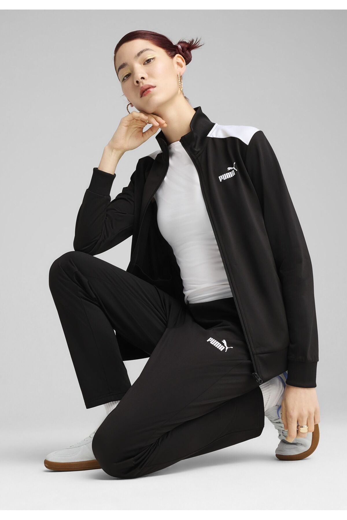 Puma Gestrickte Anzüge, Regular, Langarm, Regular, Medium, Color Blocking, Welt Pocket, Full Zip für Damen - S