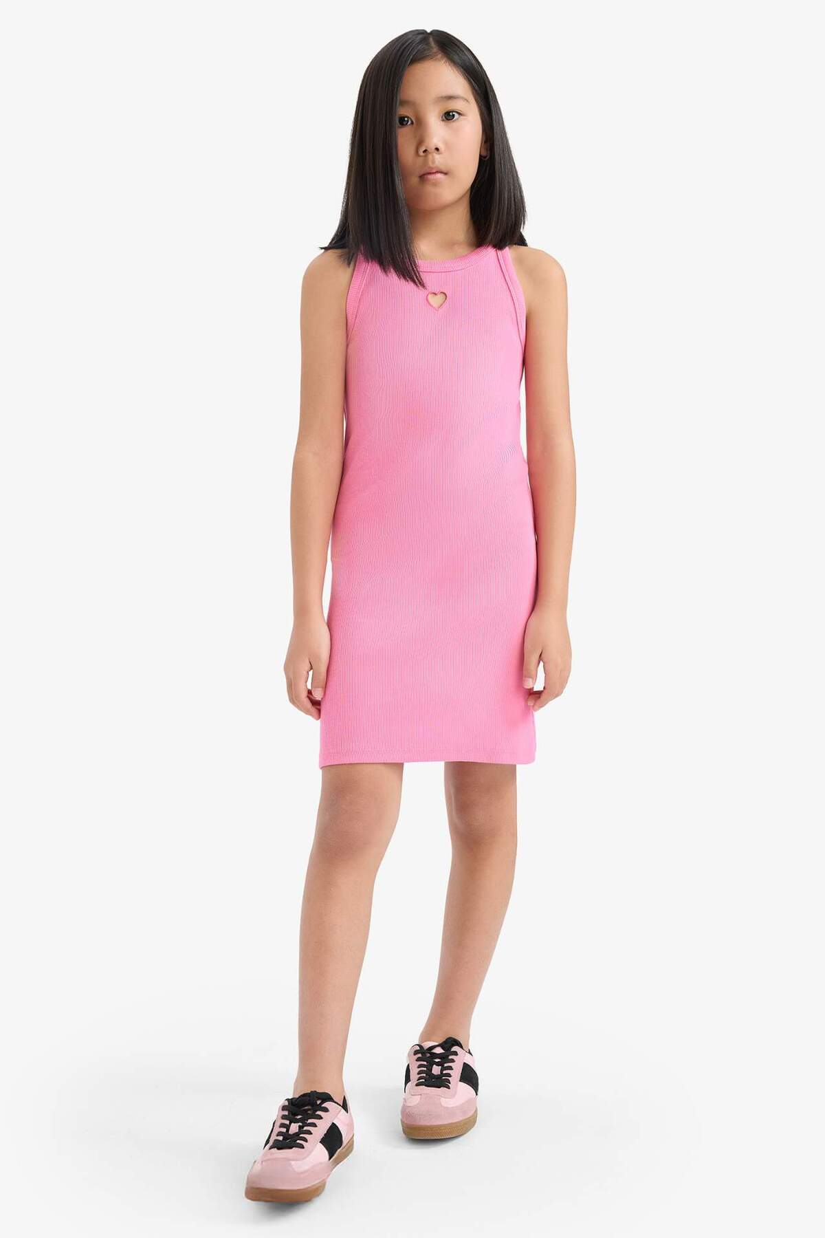 DeFacto Figurbetontes, Geripptes Camisole-kleid Mit Rundhalsausschnitt Und Ärmellosem Kleid für Damen - 11–12 Jahre