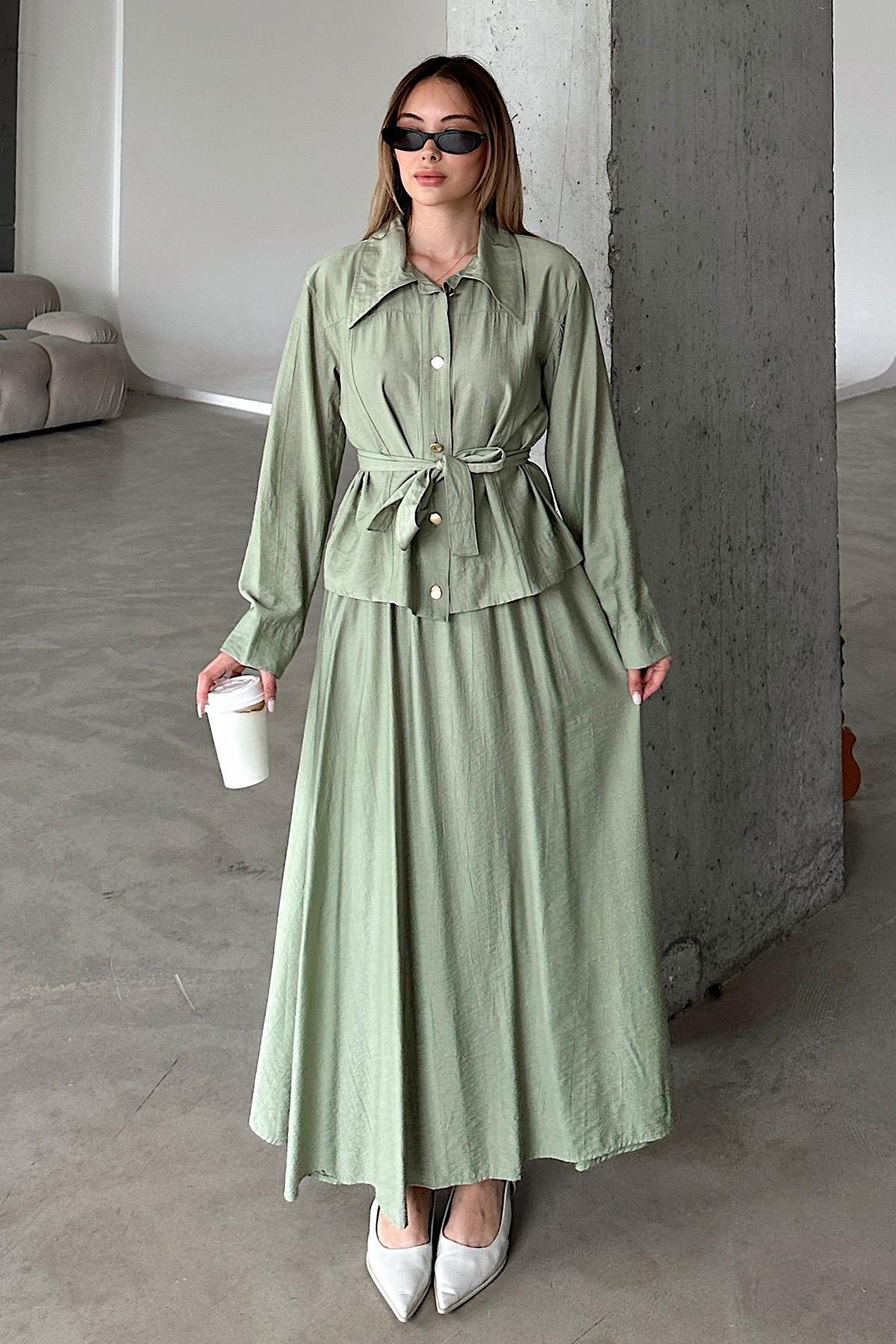 Olcay Rock-jacken-set Mit Gürteldetail, Hellgrün, für Damen - L