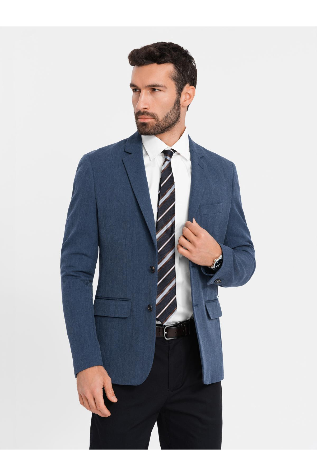 OMBRE Elegantes Slim Fit Sakko Mit Viskose Dunkelblau V3 M für Herren - 2XL