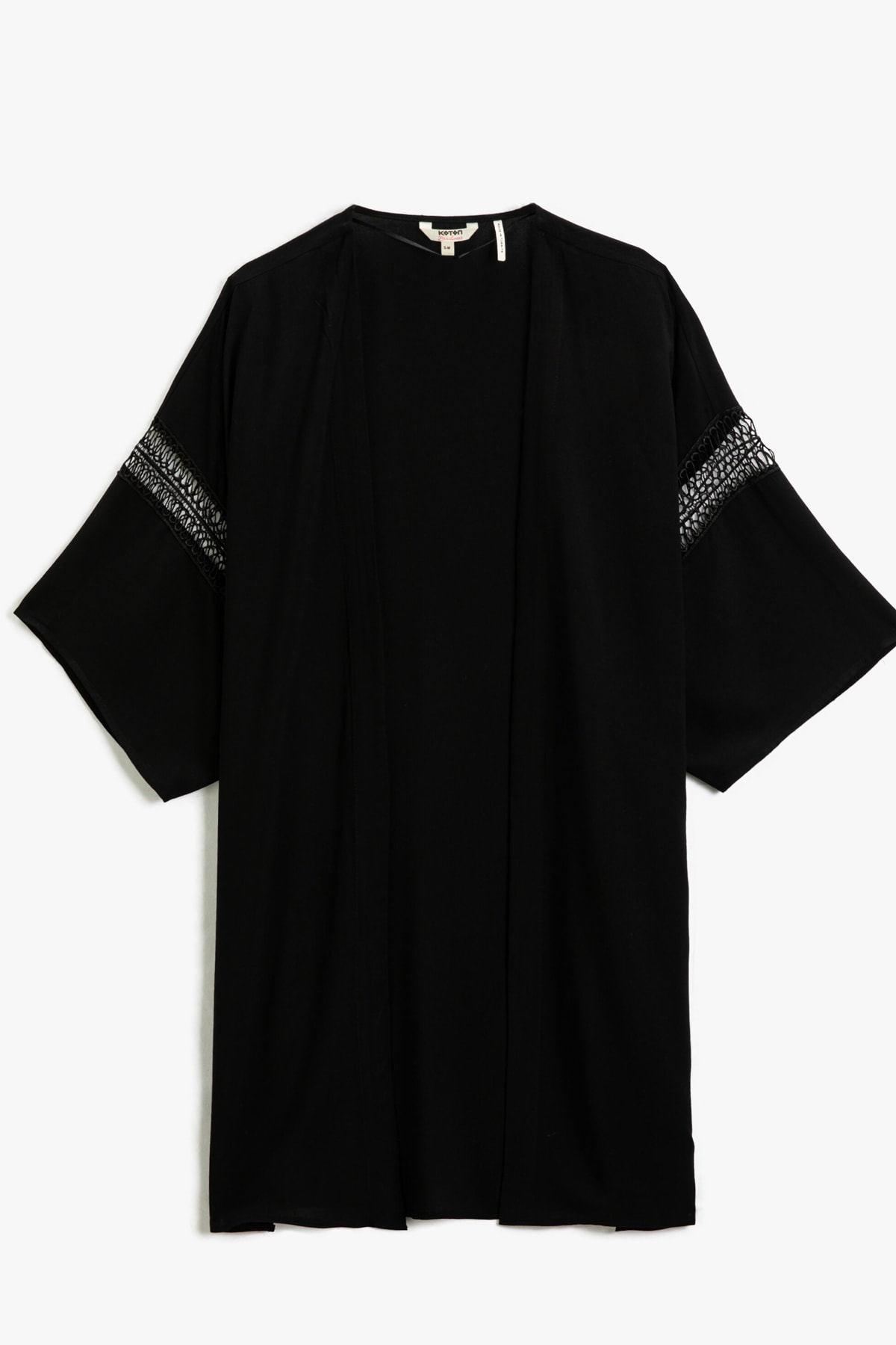 Koton 3sak40001bw Schwarzer 999 Viskoser Strandmode-kimono für Damen - L/XL