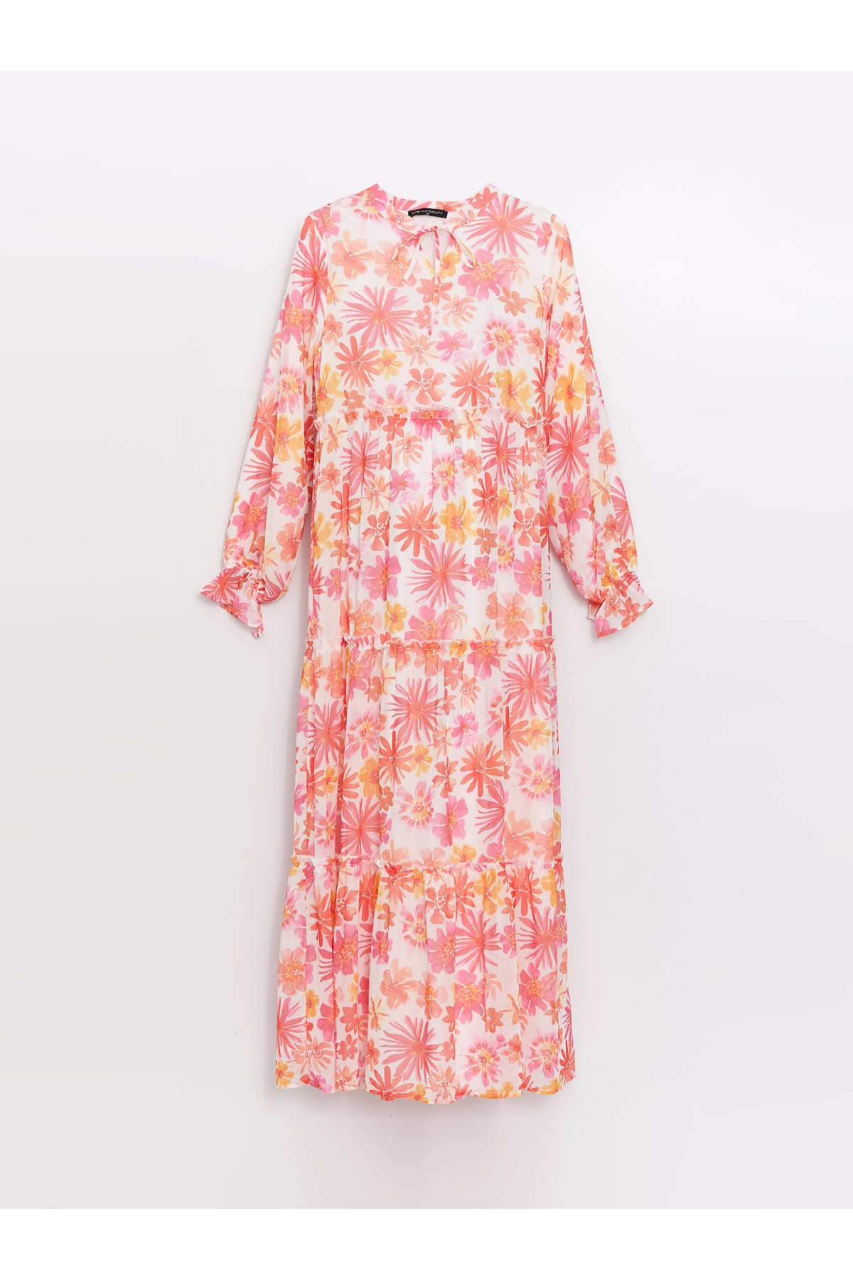 LC Waikiki Umstandskleid Mit Bindekragen Und Blumenmuster Und Langen Ärmeln für Damen - 38