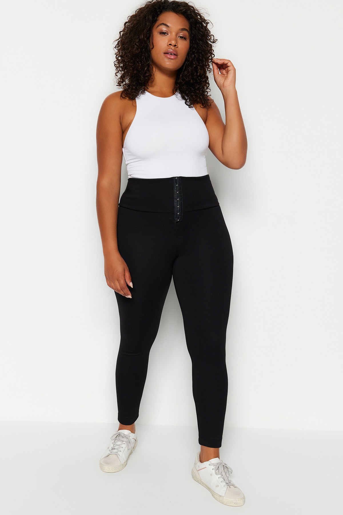 Trendyol Curve Schwarze Korsett-leggings Mit Hoher Taille – Übergröße für Damen - 3XL