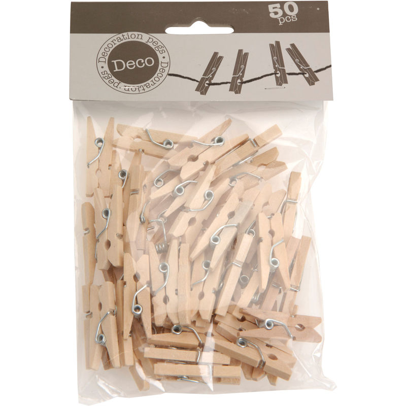 Spetebo - 50x Mini Holzklammer - 2,5cm - Holz Wäsche Klammer Natur Deko Zierklammer Clip