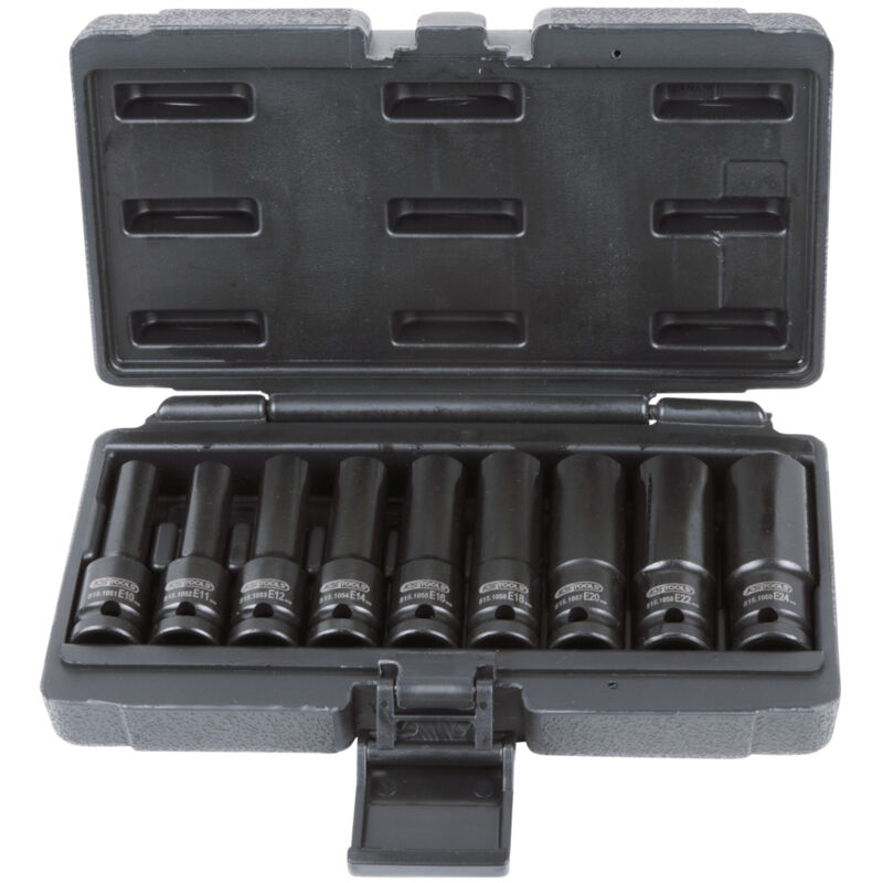 Schlagschlüssel-Set mit 9 TORX®-Nüssen 1/2'', E10-E11-E12-E14-E16-E18-E20-E24