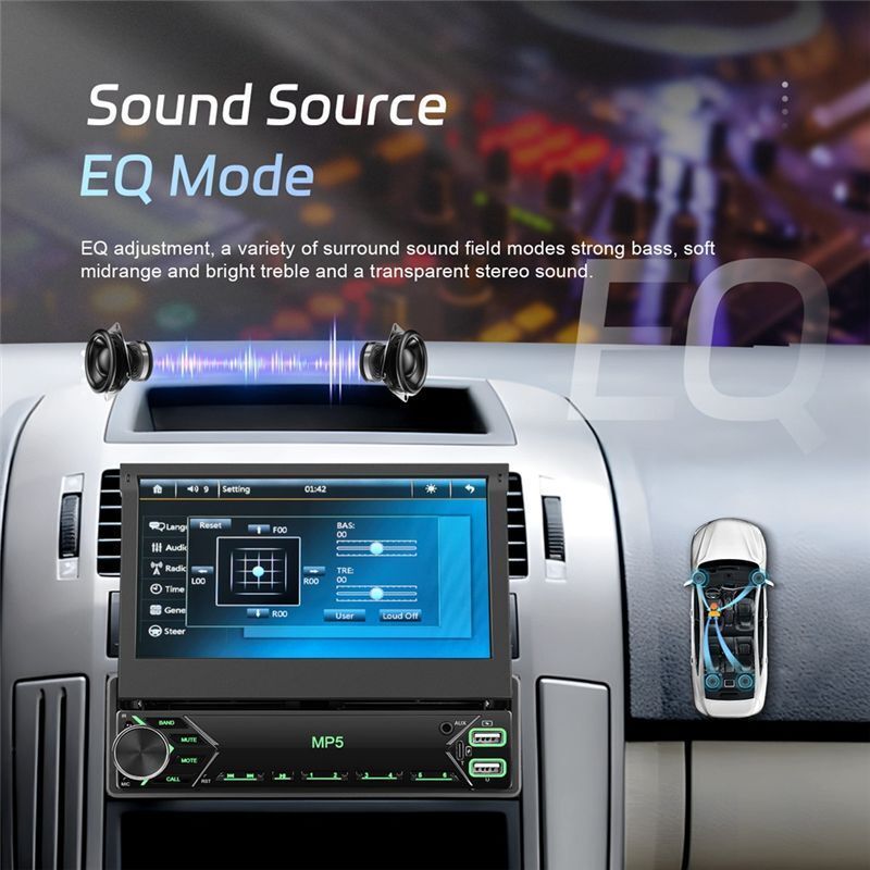 1-Din-Touchscreen-Autoradio, 7 Zoll, Ausklappbarer Bildschirm, Autoradio, , FM-Radio, Mirror Link, Auto-Audio mit USB/AUX