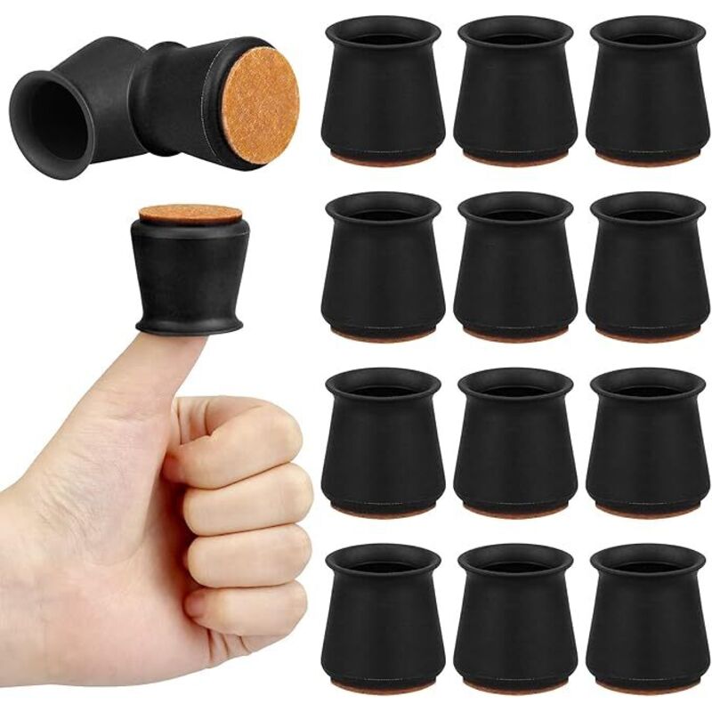 1'' Kleiner Stuhl Beinschutz für Hartholzböden, 16-PCS Silikon Stuhl Bein Bodenschutz mit unteilbaren Filz Pads, bewegen Sie Möbel leise und schützen