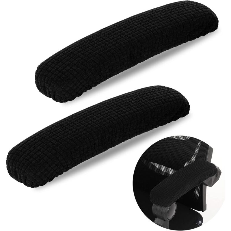 1 Paar Armlehnenbezug für Bürostuhl/Bürostuhl, Armlehnenbezug, Ellenbogenkissen, Gaming-Stuhl-Armpolster, Schwarz - Tigrezy