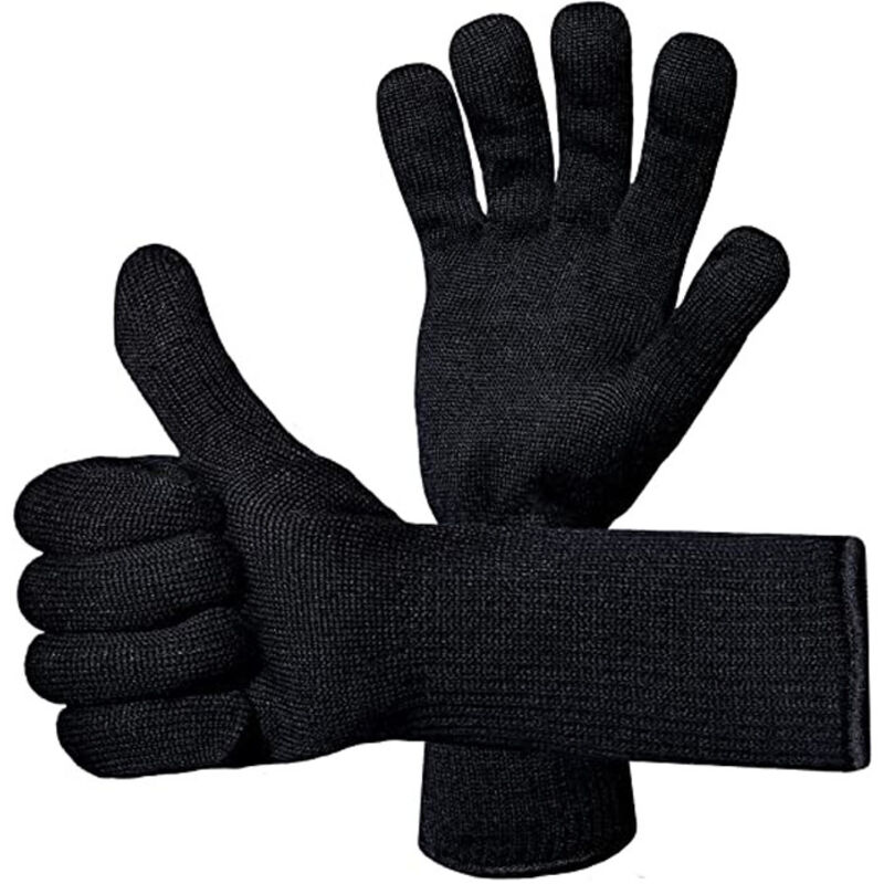 1 Paar Ofenhandschuhe, hitzebeständig bis 500 °C, für BBQ, Grill, Backen, Kamin, Schwarz