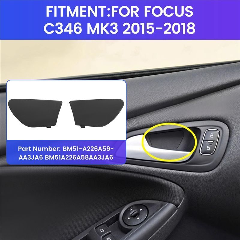 1 Paar Quadratische Schraubenabdeckungen für Den Inneren Türgriff Des Autos für Focus C346 Mk3 2015-2018 BM51-A226A59-AA3JA6 BM51A226A58AA3JA6