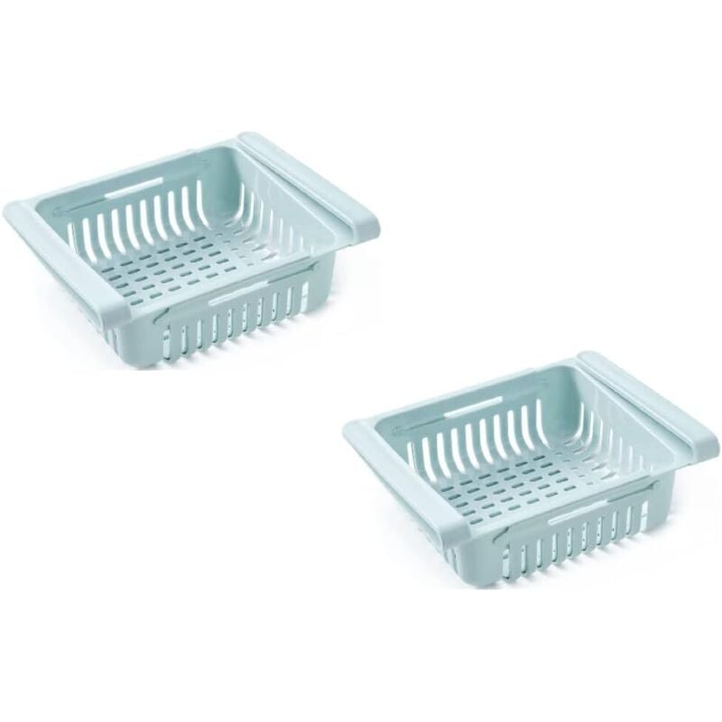 (2 Stück, blau) Kühlschrank-Schubladen-Organizer, Kühlschrank-Schubladen-Aufbewahrungsbox, Kühlschrank-Trennschicht, Home-Organizer
