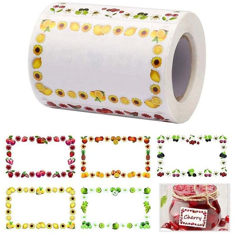 1 Rolle/250 Stück Etiketten für Gläser, Lebensmittel-Gefrierschrank-Etiketten, selbstklebende Etiketten für Marmeladengläser, 5 x 3 cm, niedliche