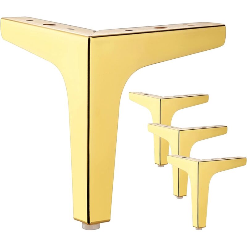 Satz mit 4 silbernen Möbelbeinen aus Metall (Gold), 15 cm, für Schränke, Sofas, Couchtische, TV-Ständer und andere Möbelfüße