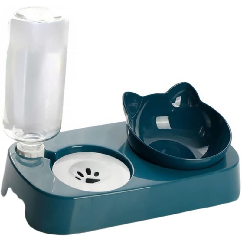1 Set automatischer Katzenwasserspender mit Anti-Erbrechen-Napf und Nackenschutz, erhöhter Napf für Trocken- und Nassfutter, Haustierzubehör