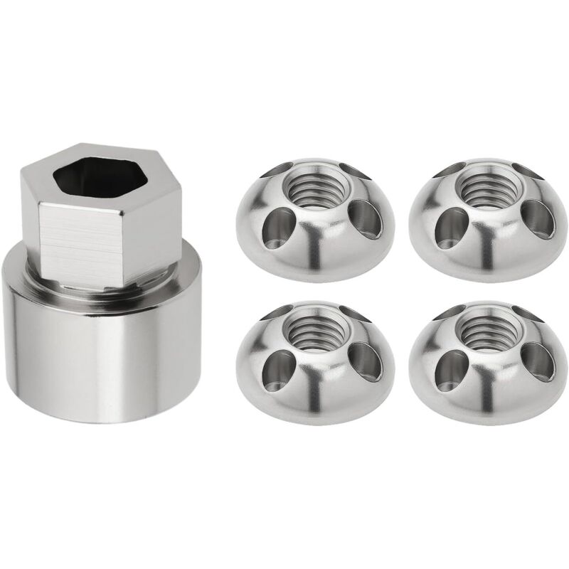 1 Set M8 4-Loch Diebstahlsicherungsmuttern-Set aus Edelstahl Diebstahlsicherung für Dachzelt Fahrradträger Solaranlage (4 Muttern 1 Schloss) Silber