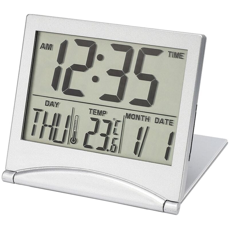 1 Stück Digitaler Reisewecker, Faltbarer Kalender, Temperatur-Timer, LCD-Uhr, Wettervorhersage, Uhr, Batteriebetrieben