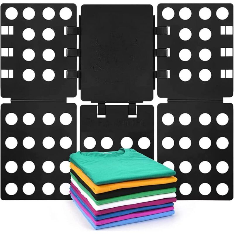 Longziming - 1 Stück T-Shirt-Faltbrett, Hemd-Kleiderordner, einfach und schnell für Kinder und Erwachsene zum Falten von Kleidung, Schwarz