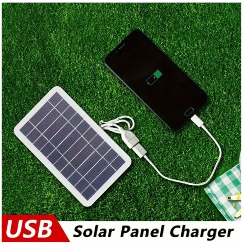 1-teiliges USB-Solarpanel – Solarstromversorgung, USB-Buchse auf USB-Stecker – Kompatibel mit Handys, Powerbanks, Taschenlampen und Ventilatoren