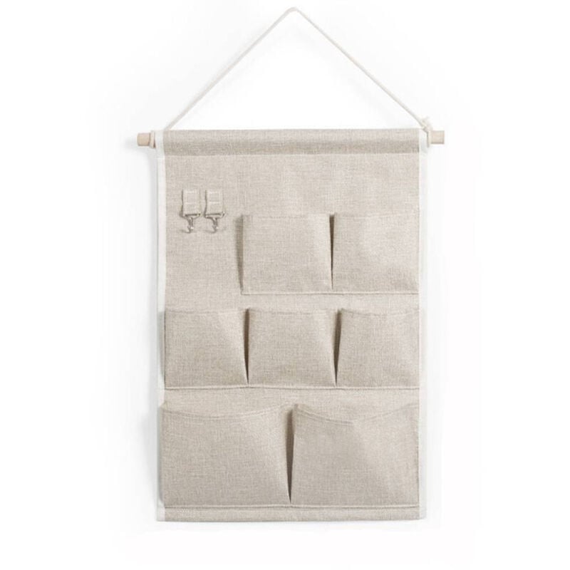 1 Wandaufbewahrungstasche aus Leinen/Baumwolle, Wandorganizer-Tasche, Badezimmer-Organizer-Tasche mit Fächern, Organizer für Studentenwohnheime