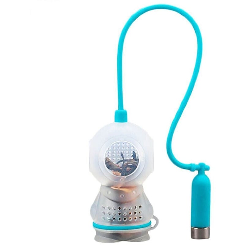 x blaues Tee-Ei aus Silikon, lebensmittelechtes Tee-Ei aus Silikon in Form eines Kolbens, lustige und kreative Teefilter für losen Tee mit feinem