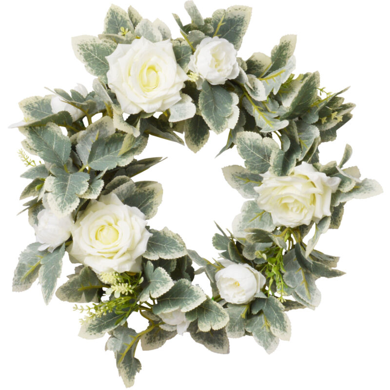 1 x cremefarbene Weihnachtsgirlande mit künstlichen Rosen – Dekoration für Hochzeiten, Partys und künstliche Blumen.