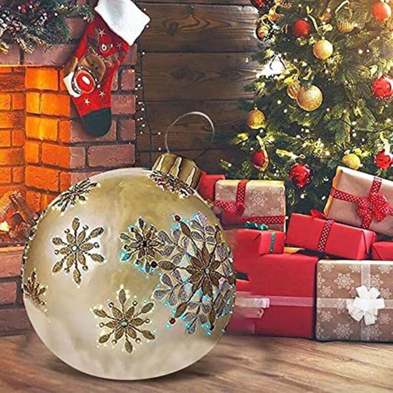 x riesige goldene Weihnachtskugel, 60 cm, aufblasbare Weihnachtskugel für draußen, Weihnachtsdekoration für Zuhause, Weihnachtsschmuck, mehrere Farben